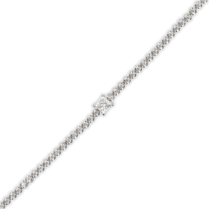 1ct White Gold Moissanite Princess Tennis Silver Dazzle Bracelet