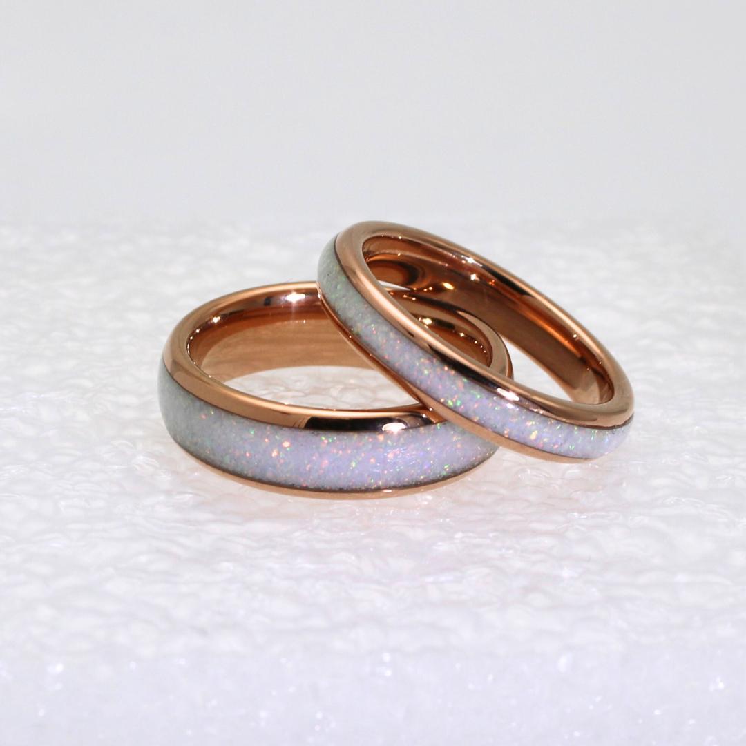 The Rose Gold White Opal Wonder Ring Set