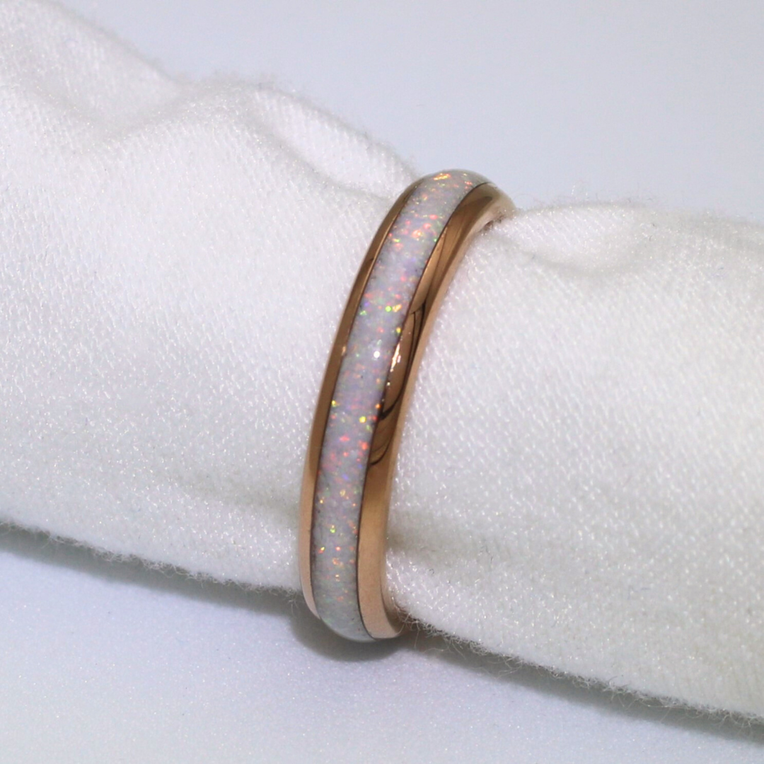 The Rose Gold White Opal Wonder Ring Set