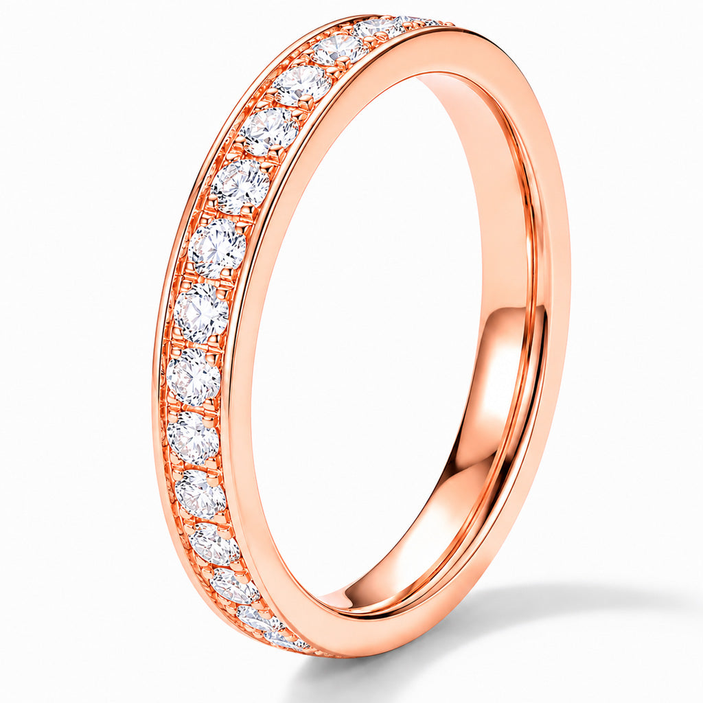 3mm Rose Gold Full Glitz Eternity Ring Cubic Zirconia Stacking Ring