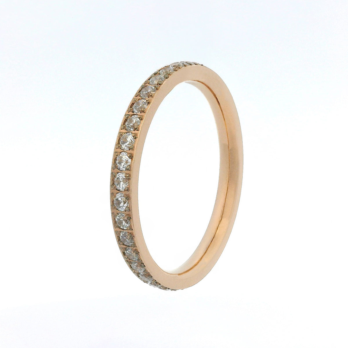 2mm Rose Gold Full Glitz Eternity Ring | Cubic Zirconia Stacking Ring