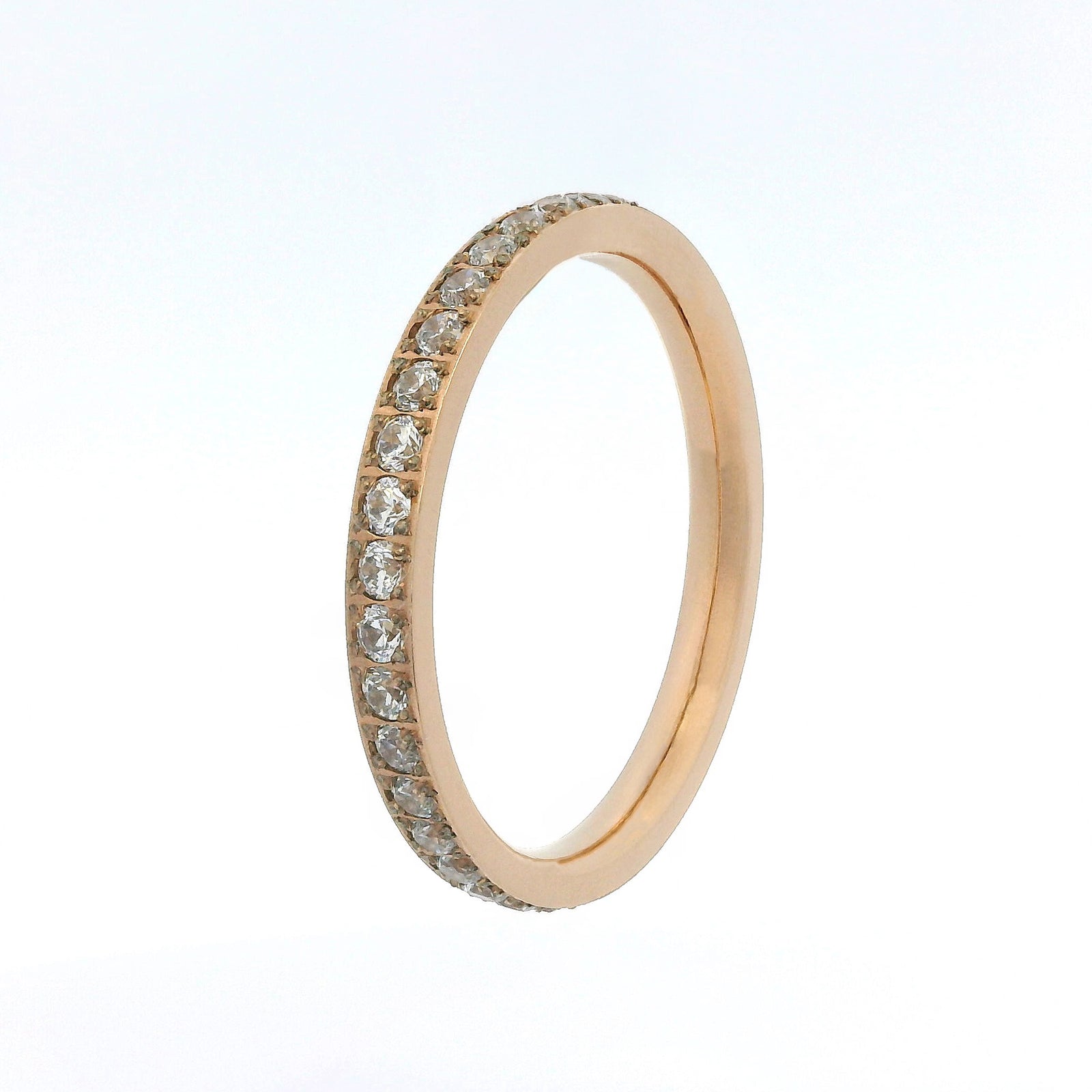 2mm Rose Gold Full Glitz Eternity Ring | Cubic Zirconia Stacking Ring