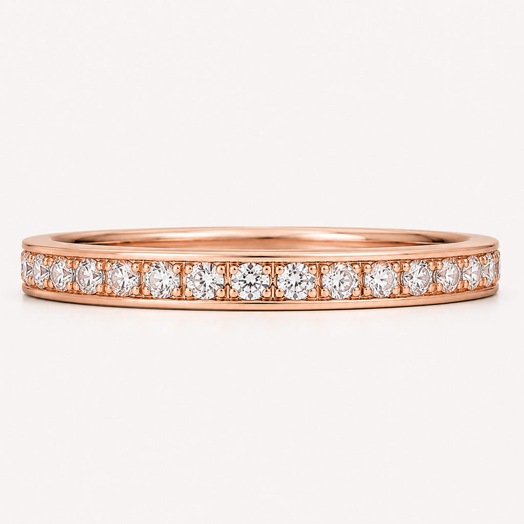 Rose Gold 2mm Full Glitz Ring