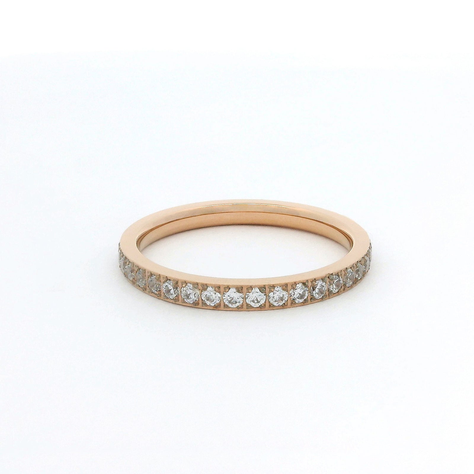 2mm Rose Gold Full Glitz Eternity Ring | Cubic Zirconia Stacking Ring