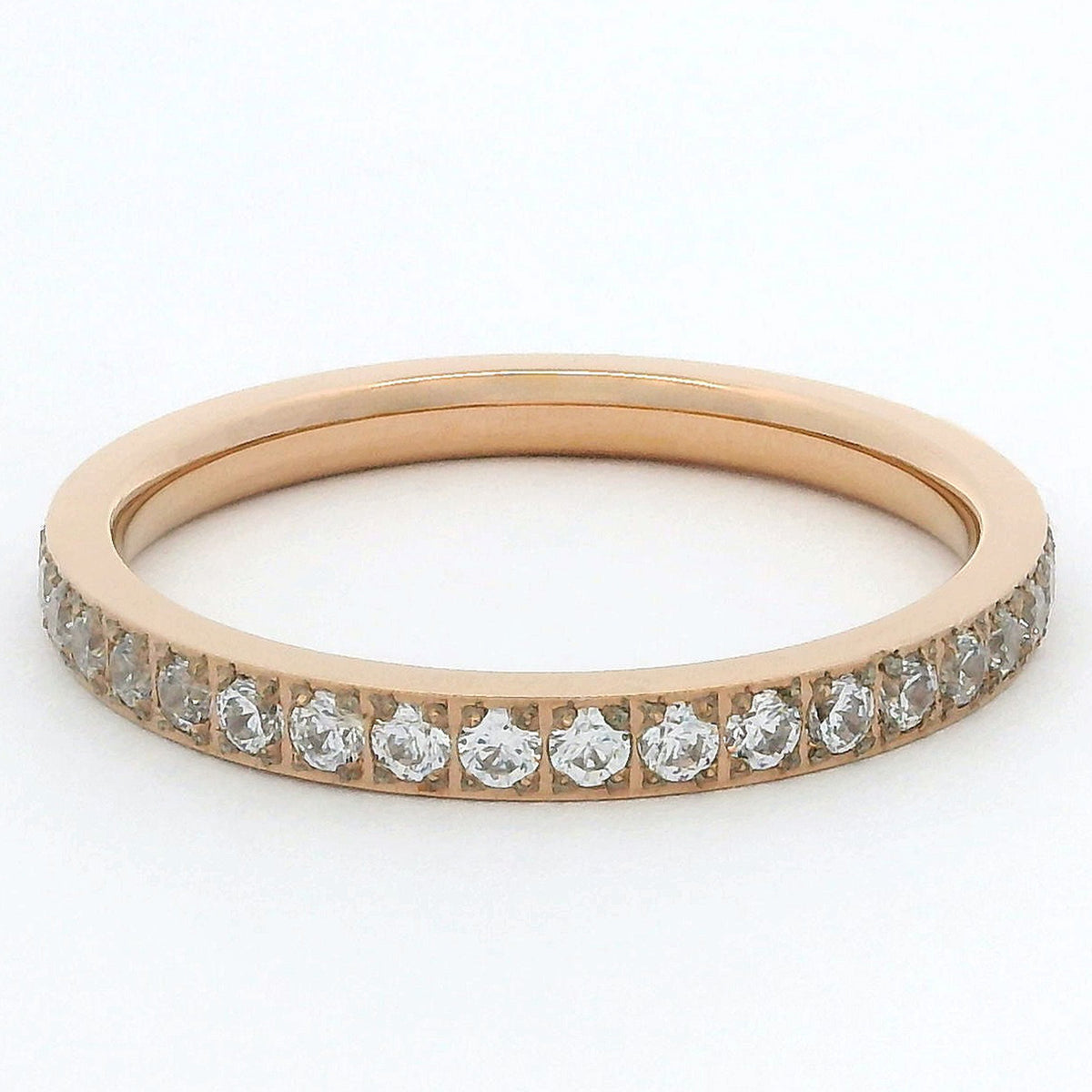 2mm Rose Gold Full Glitz Eternity Ring | Cubic Zirconia Stacking Ring