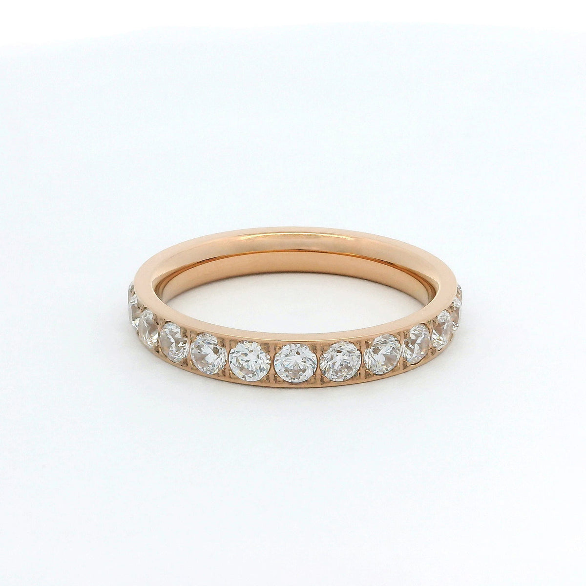3mm Rose Gold Full Glitz Eternity Ring | Cubic Zirconia Stacking Ring