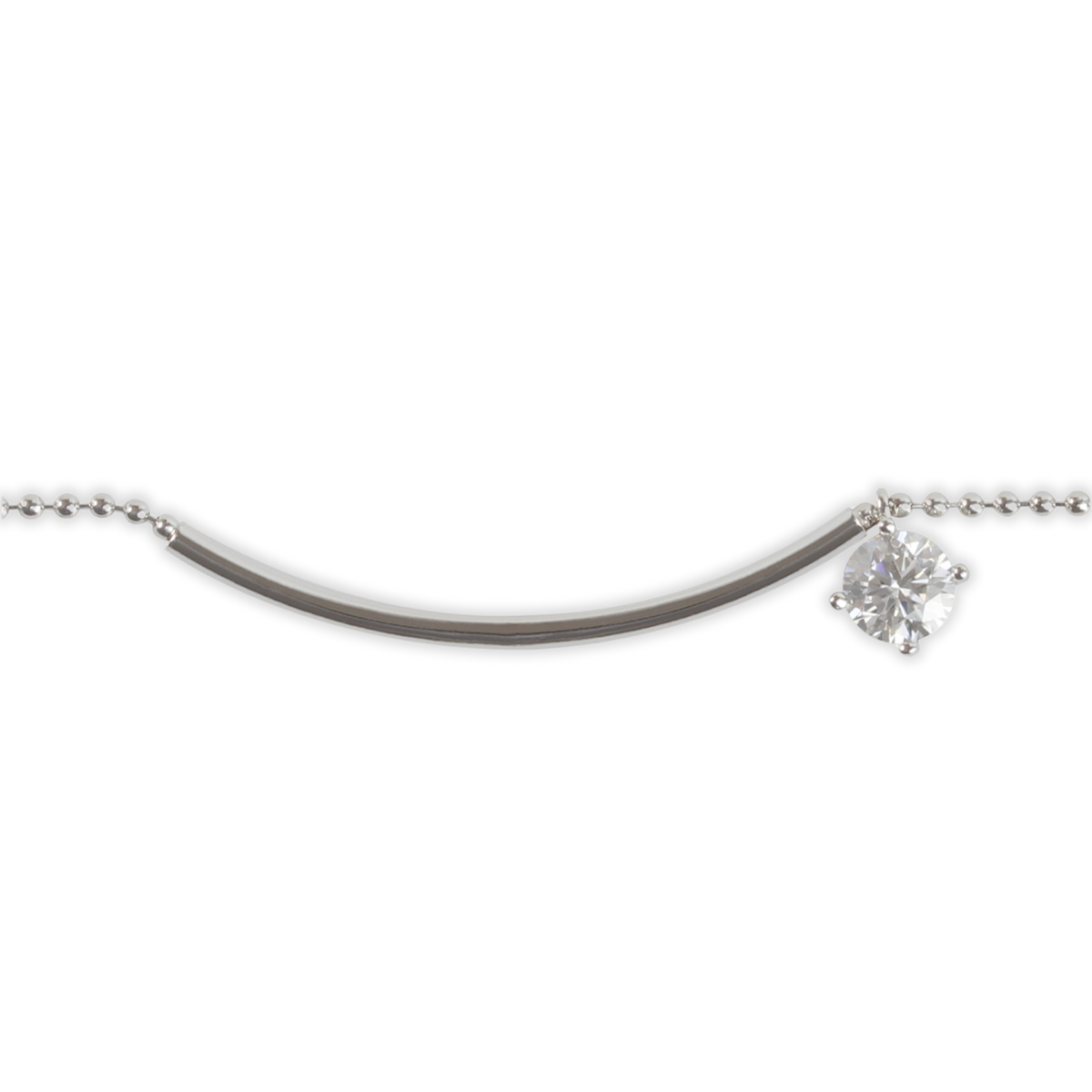 1ct White Gold Round Moissanite Bar Silver Dazzle Bracelet