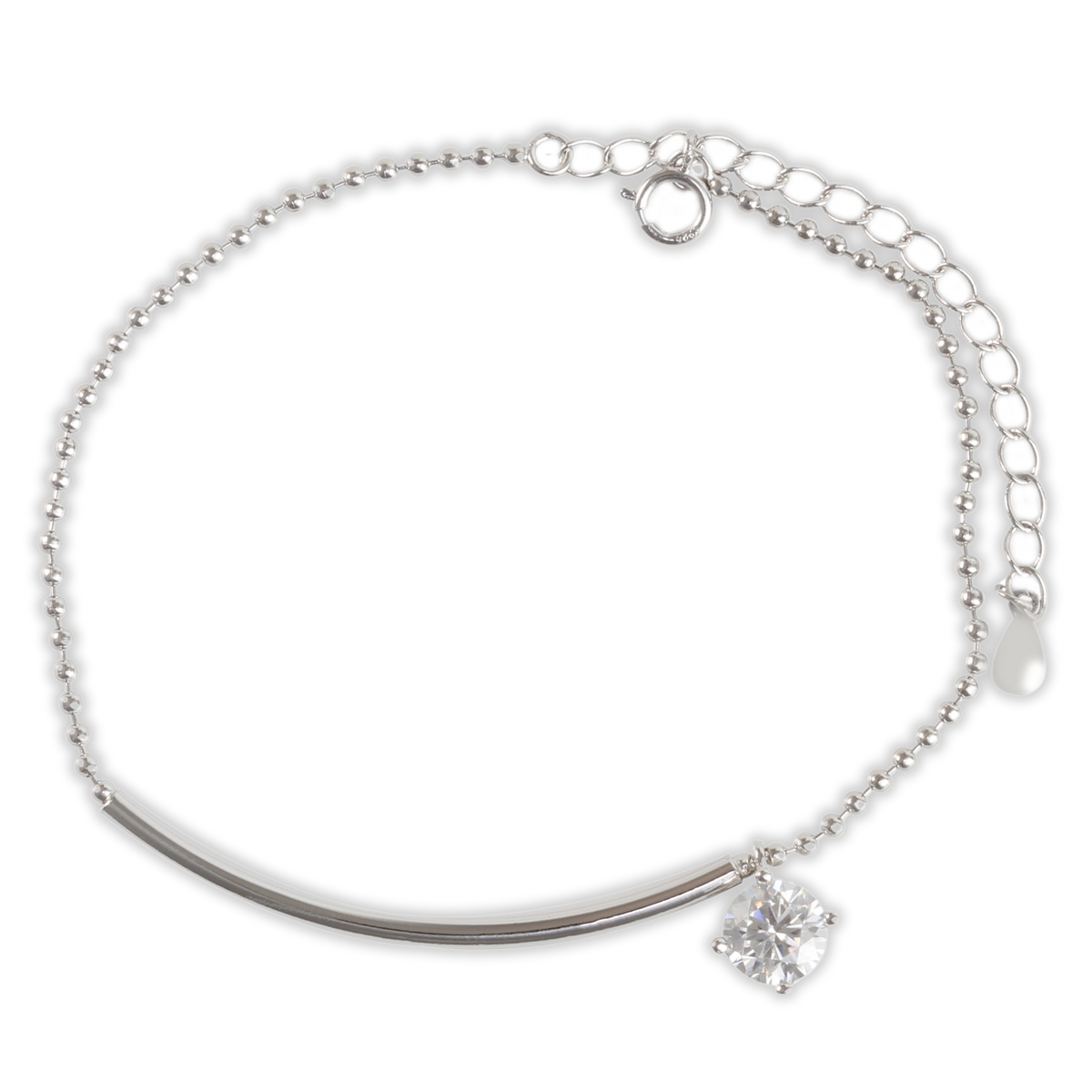 1ct White Gold Round Moissanite Bar Silver Dazzle Bracelet