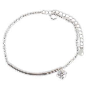 1ct White Gold Round Moissanite Bar Silver Dazzle Bracelet