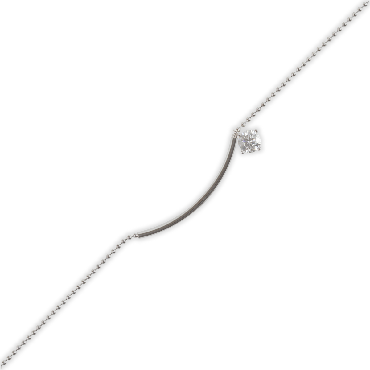 1ct White Gold Round Moissanite Bar Silver Dazzle Bracelet