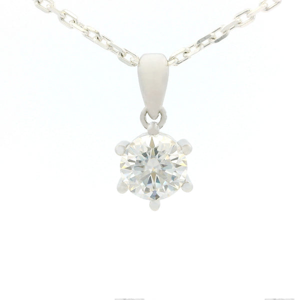 White Gold 1ct Round Moissanite Silver Dazzle Pendant Necklace