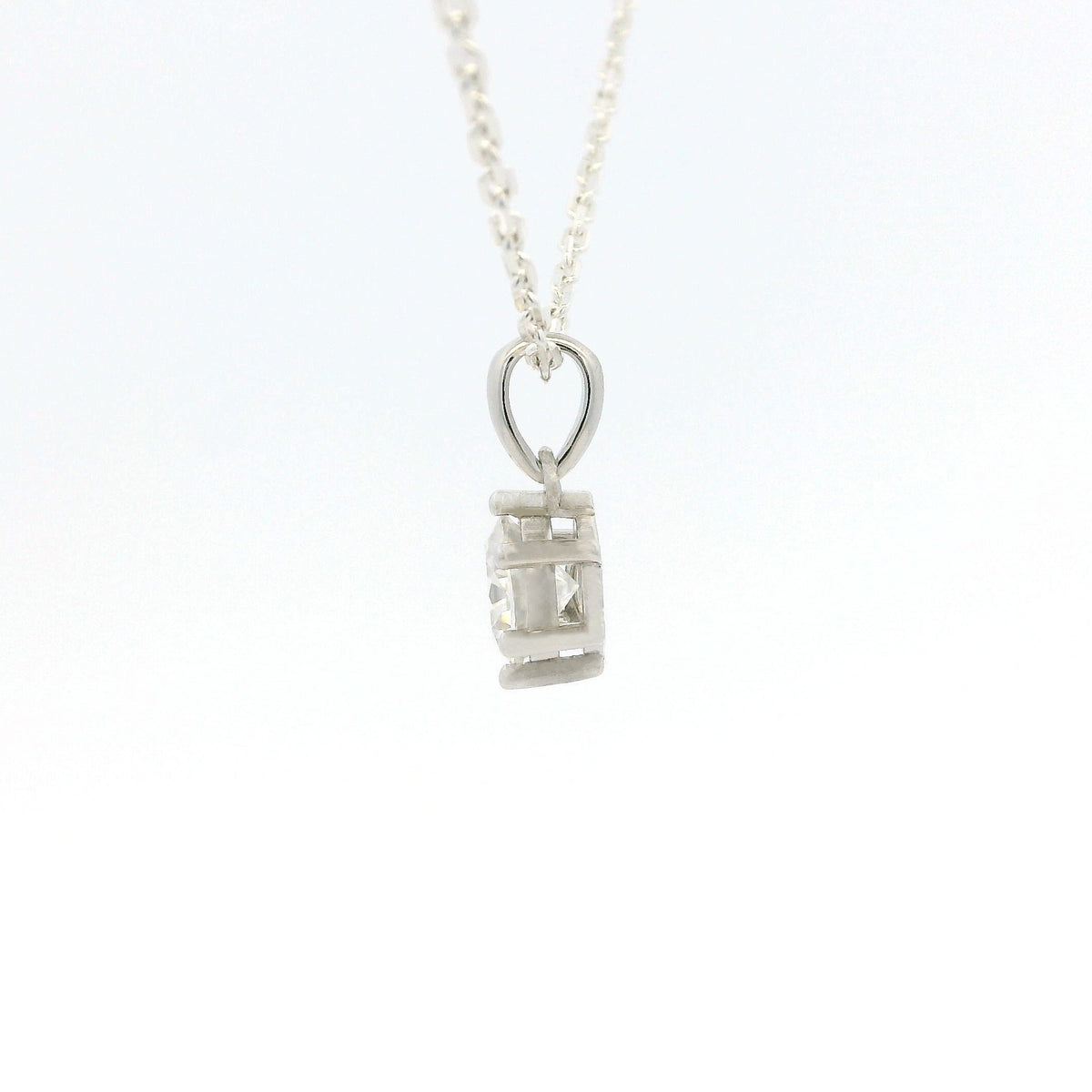 White Gold 1ct Round Moissanite Silver Dazzle Pendant Necklace