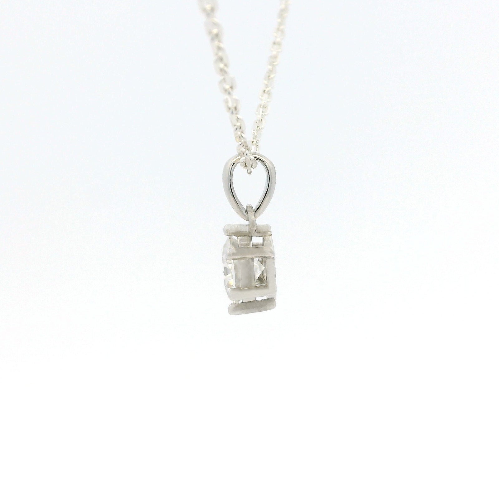 White Gold 1ct Round Moissanite Silver Dazzle Pendant Necklace