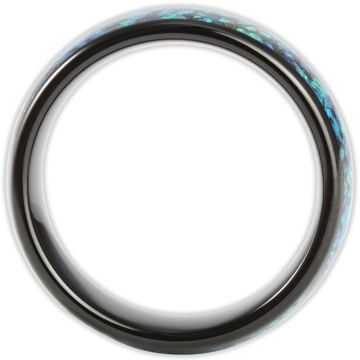 Metallic ring with a reflective surface on a white background