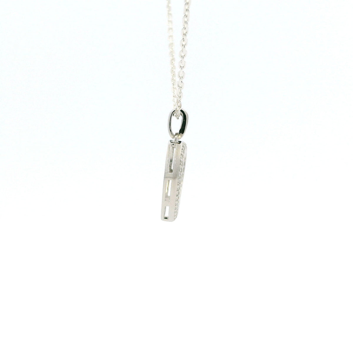 White Gold Moissanite Open Heart Silver Dazzle Pendant Necklace