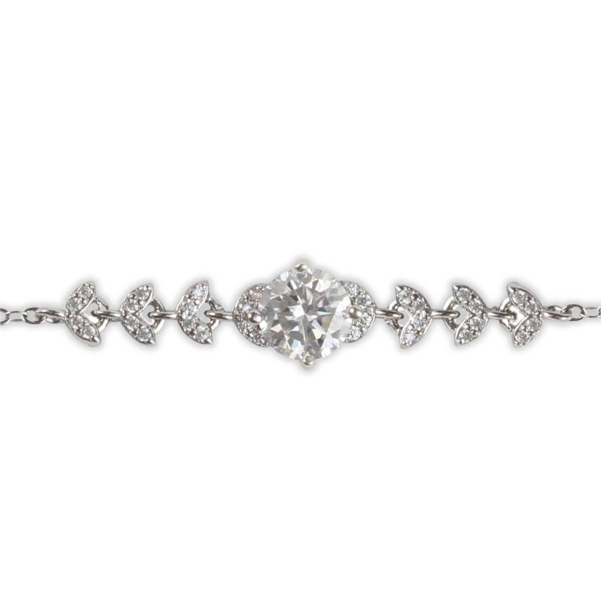 1ct White Gold Moissanite Six Leaf Silver Dazzle Bracelet