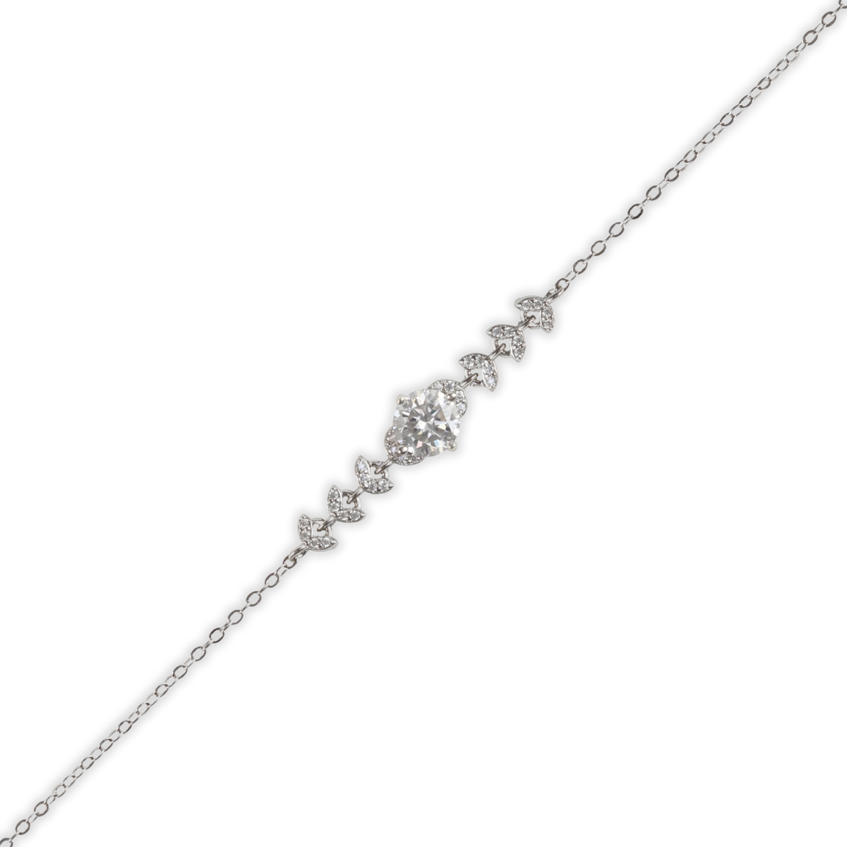 1ct White Gold Moissanite Six Leaf Silver Dazzle Bracelet