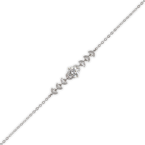 1ct White Gold Moissanite Six Leaf Silver Dazzle Bracelet