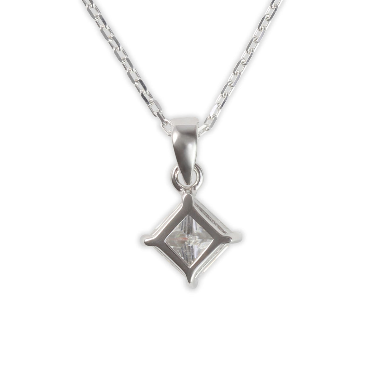 White Gold 1ct Diamond Moissanite Silver Dazzle Pendant Necklace