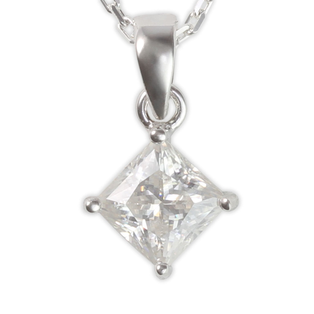 White Gold 1ct Diamond Moissanite Silver Dazzle Pendant Necklace