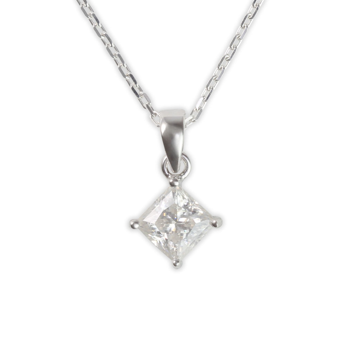 White Gold 1ct Diamond Moissanite Silver Dazzle Pendant Necklace