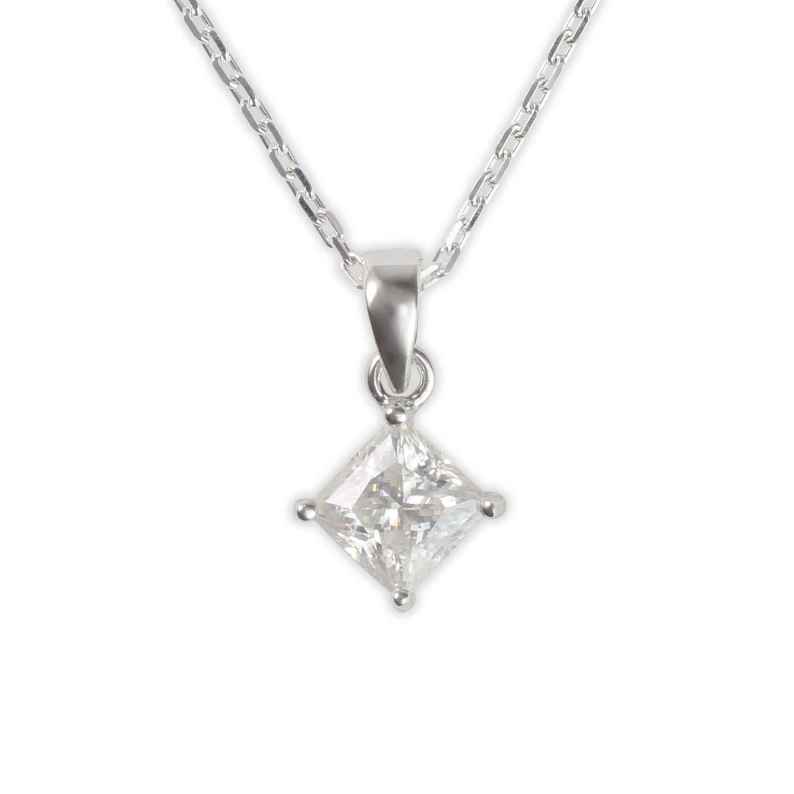 White Gold 1ct Diamond Moissanite Silver Dazzle Pendant Necklace
