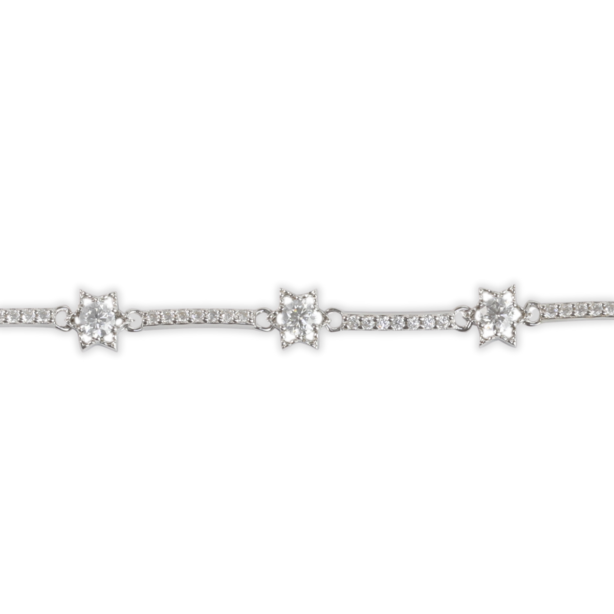 1ct White Gold Moissanite Ten Star Silver Dazzle Bracelet