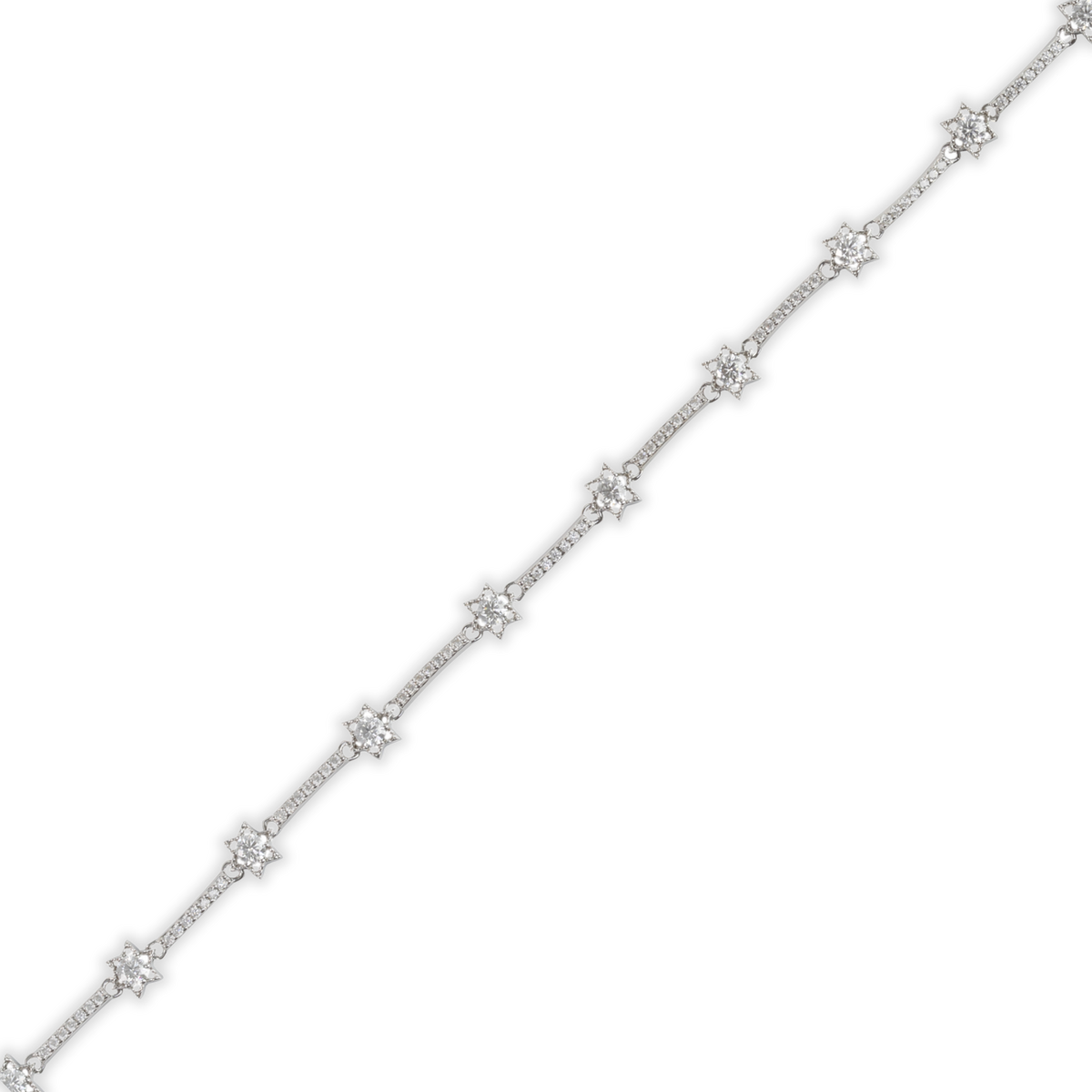 1ct White Gold Moissanite Ten Star Silver Dazzle Bracelet