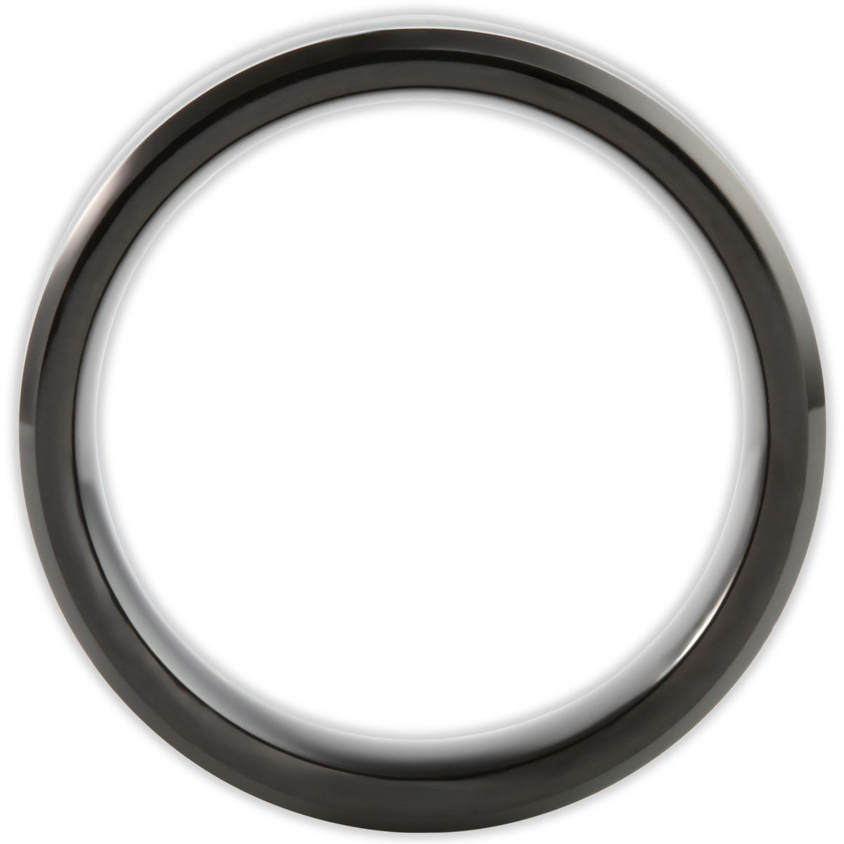 Side profile of tungsten ring with flat band and bevelled edges