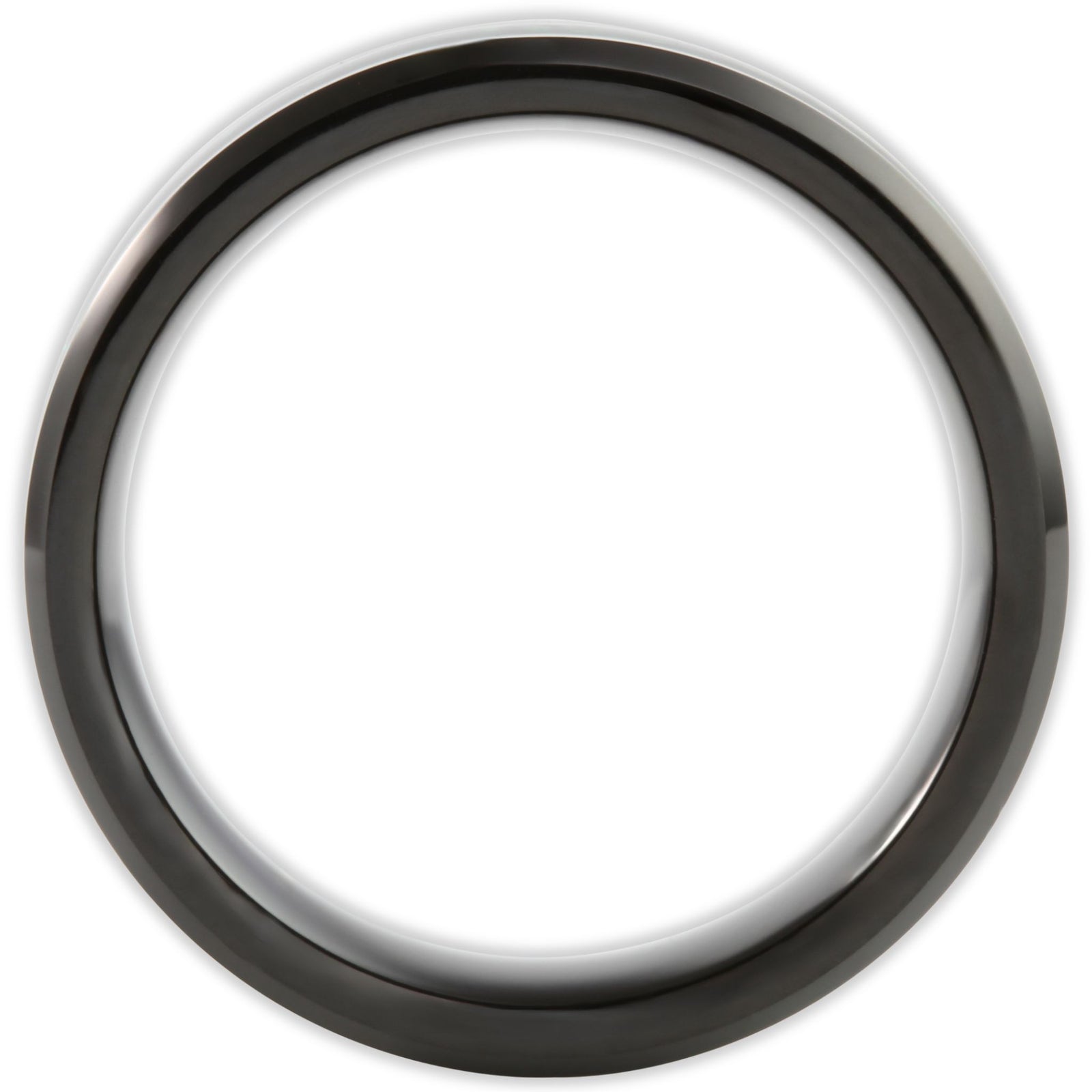 Side profile of tungsten ring with flat band and bevelled edges