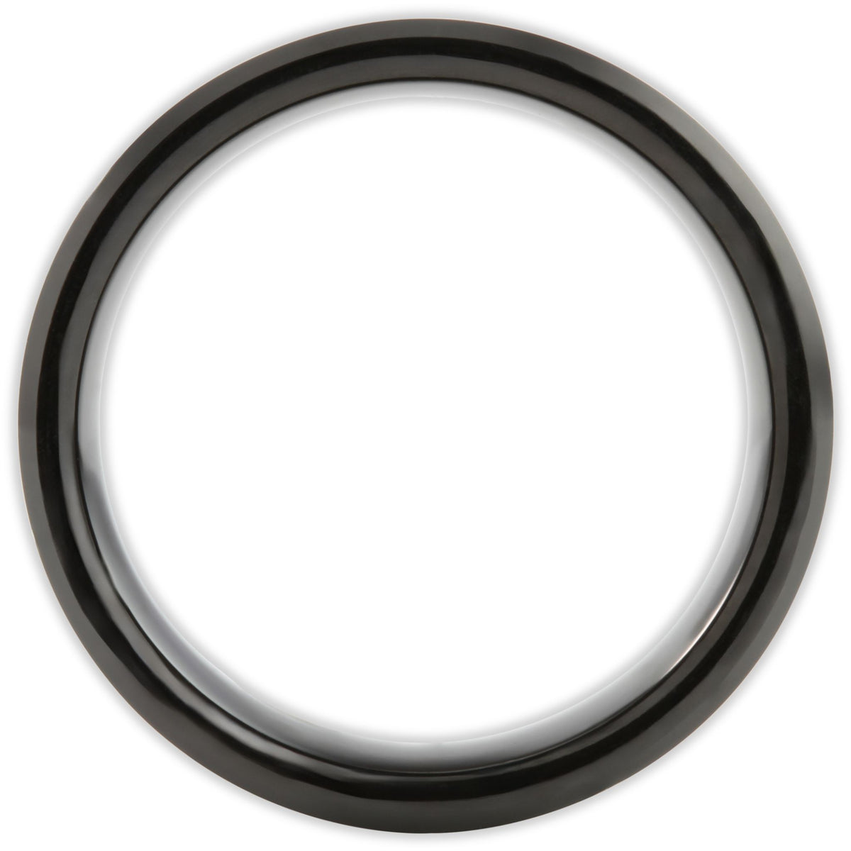 Side profile of tungsten ring with flat band and bevelled edges
