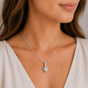 White Gold 1ct Moissanite Twist Silver Dazzle Pendant Necklace