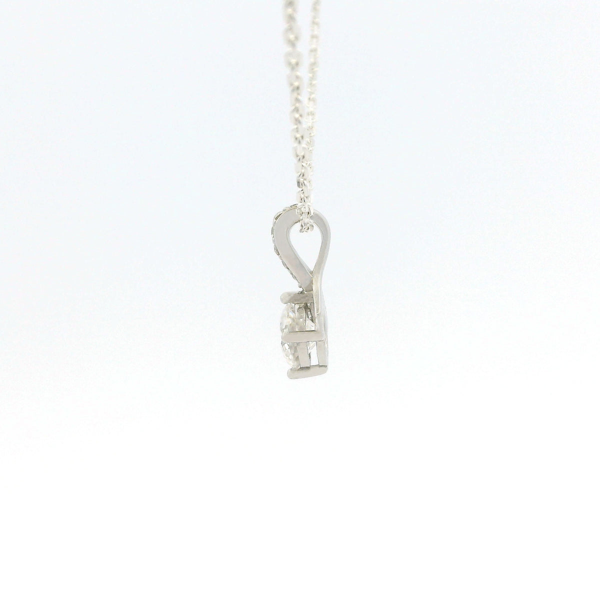 White Gold 1ct Moissanite Twist Silver Dazzle Pendant Necklace