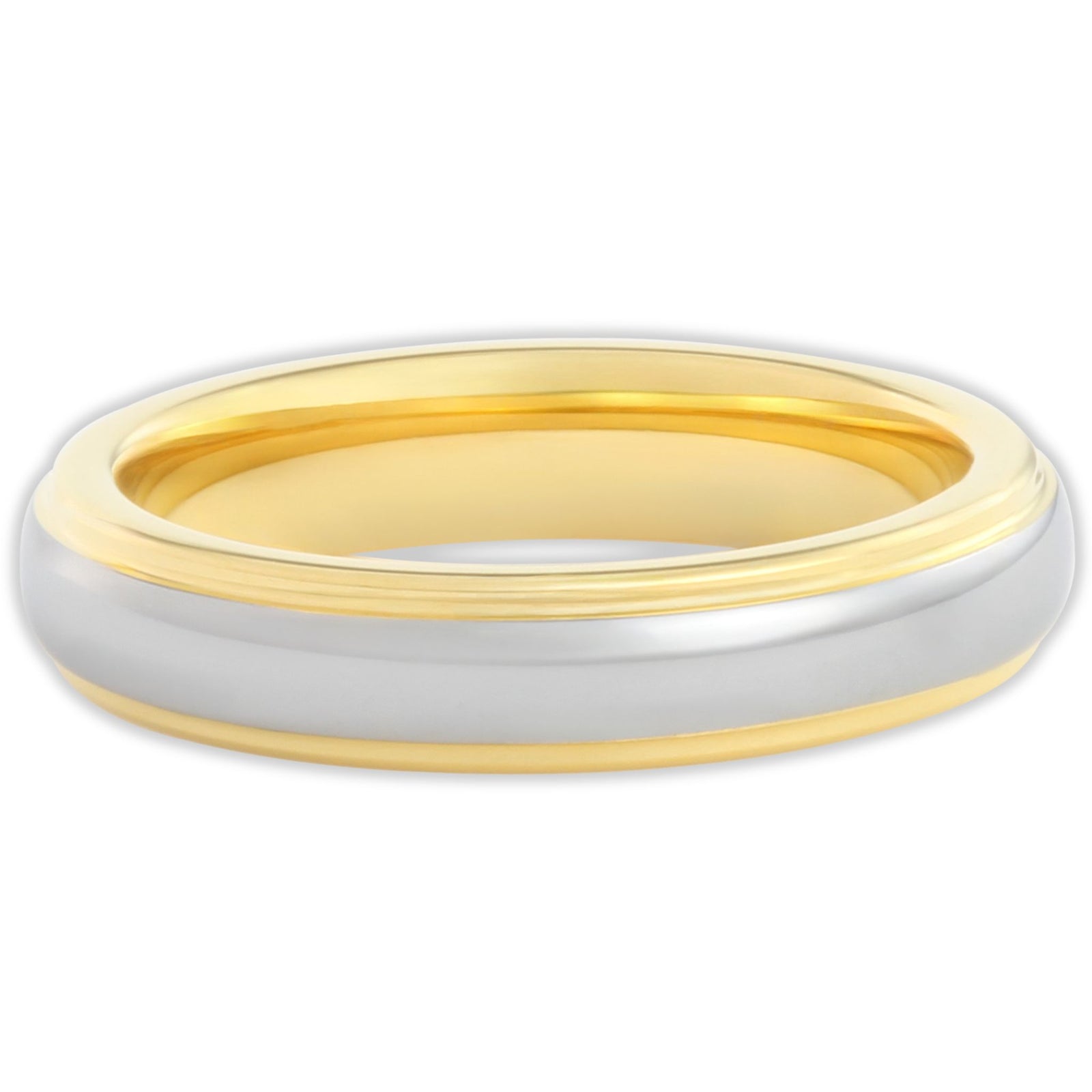Top view of tungsten 4mm ring with smooth mirror polished surface