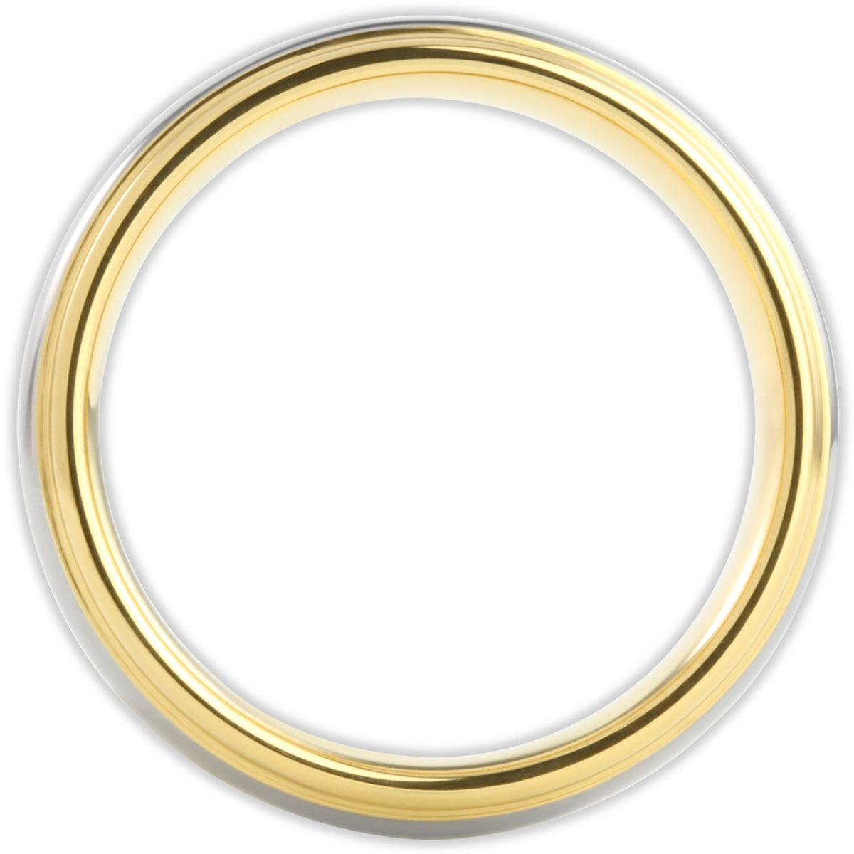 Side profile of mirror polished tungsten ring showing band depth and reflective finish