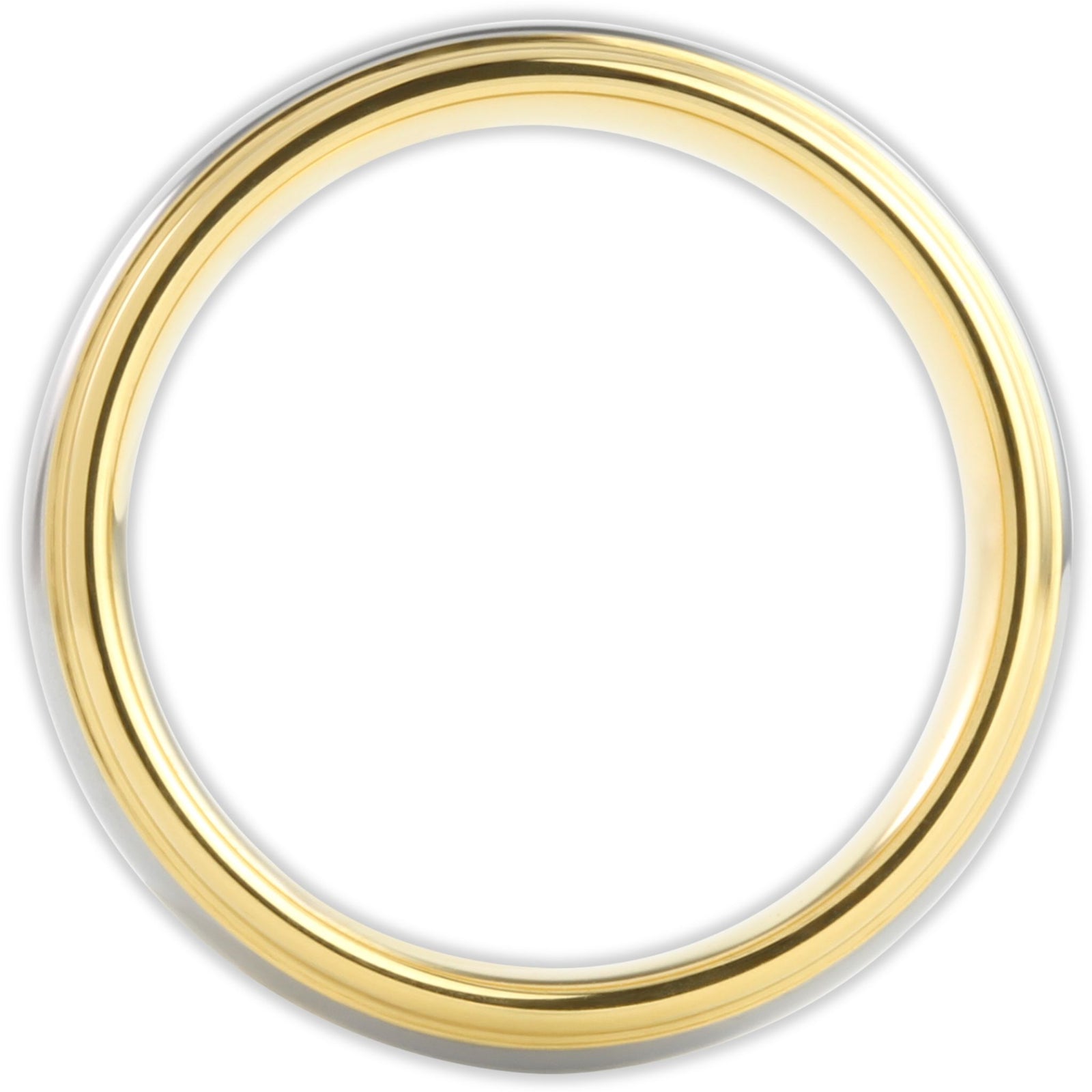 Side profile of mirror polished tungsten ring showing band depth and reflective finish