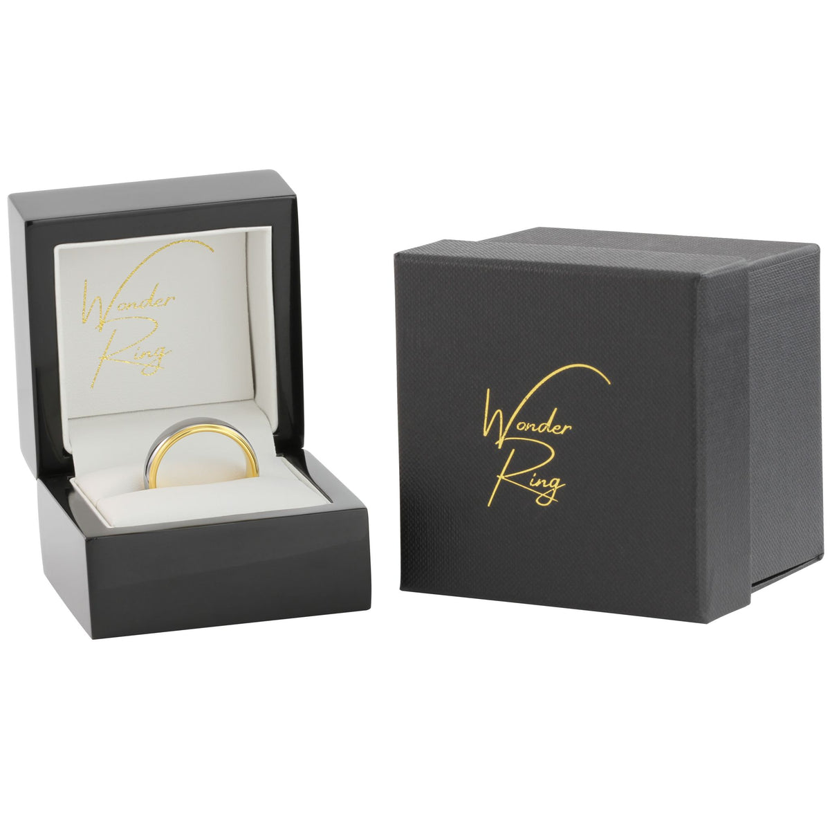Mirror finish tungsten 8mm ring presented in gift box