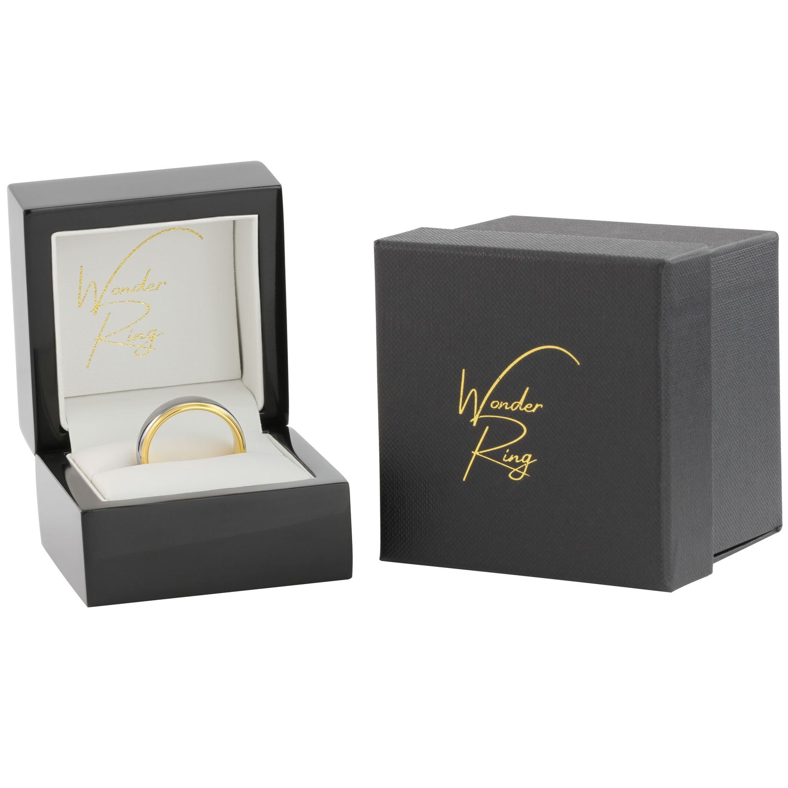 Mirror finish tungsten 8mm ring presented in gift box