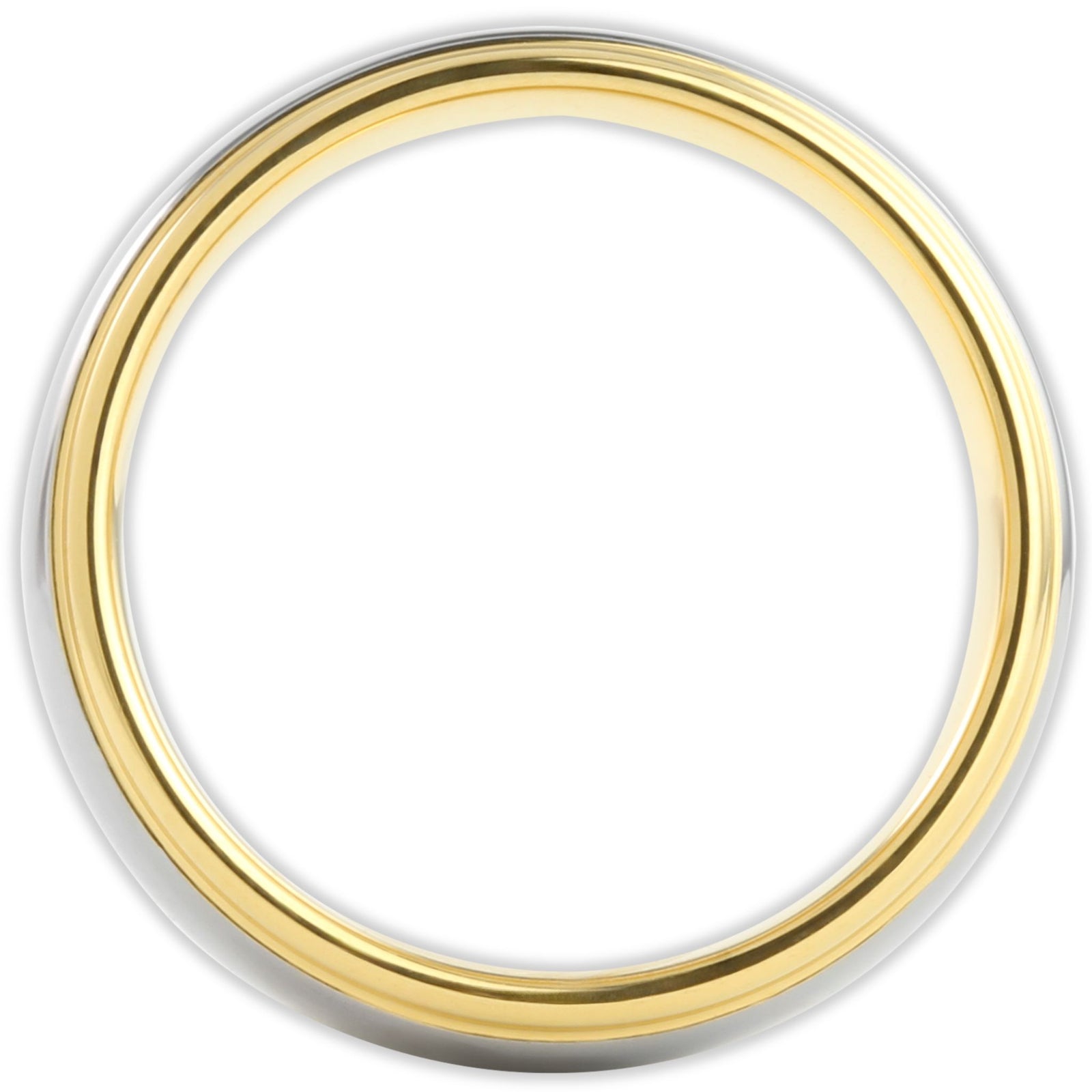 Side profile of mirror polished tungsten ring showing band depth and reflective finish
