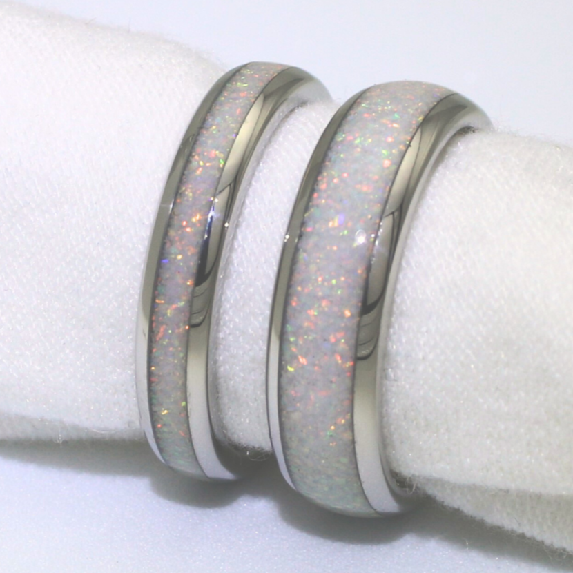 The White Gold White Opal Wonder Ring Set