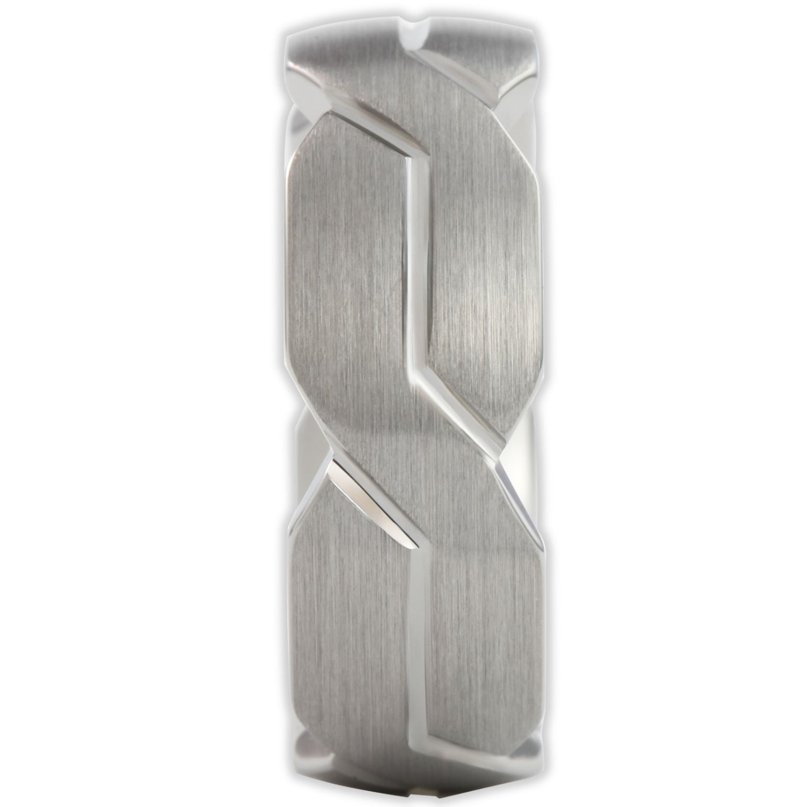 End view of tungsten weave ring showing band thickness and edge profile