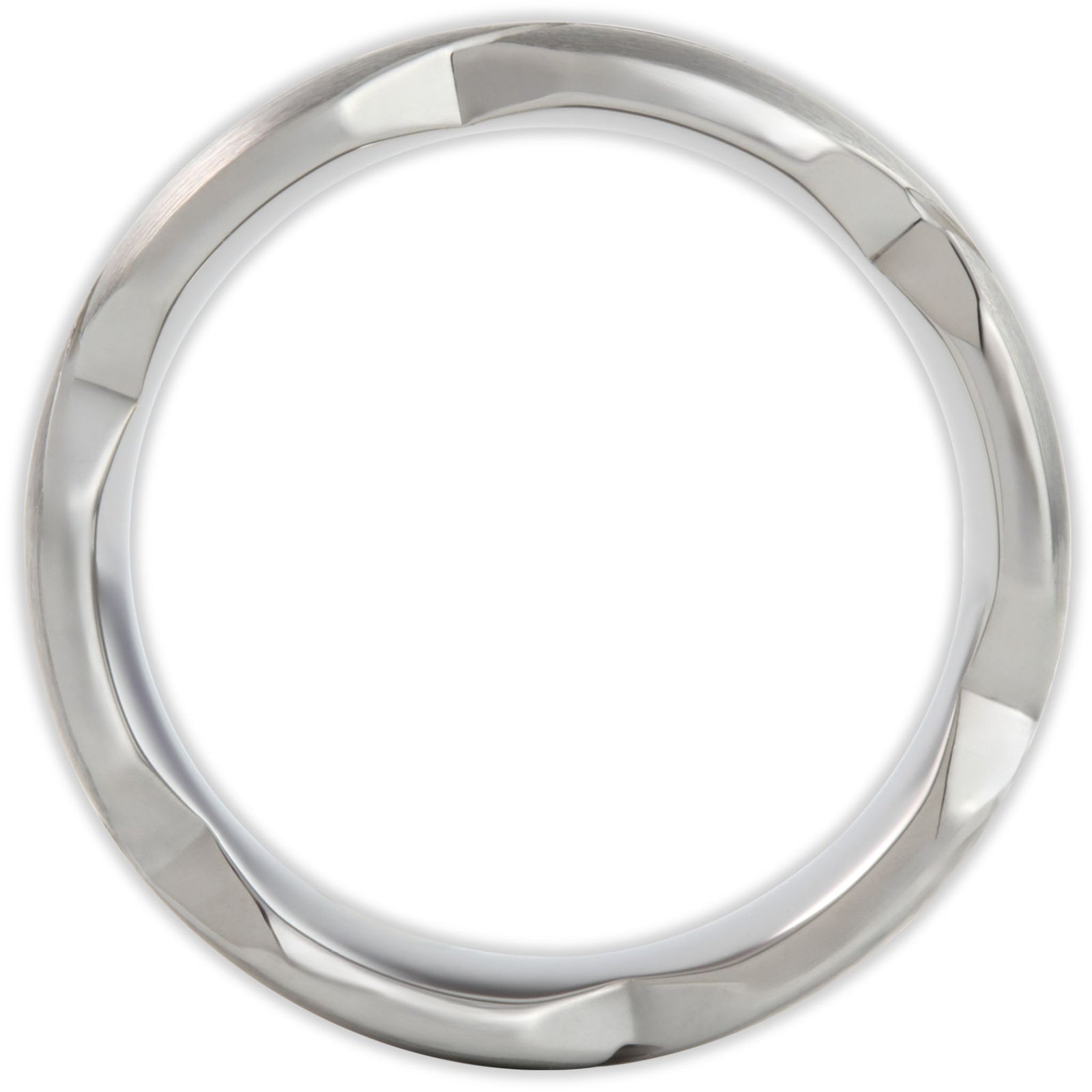 Side profile of tungsten weave ring showing band depth and structure