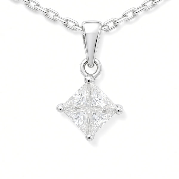 White Gold 1ct Diamond Moissanite Silver Dazzle Pendant Necklace