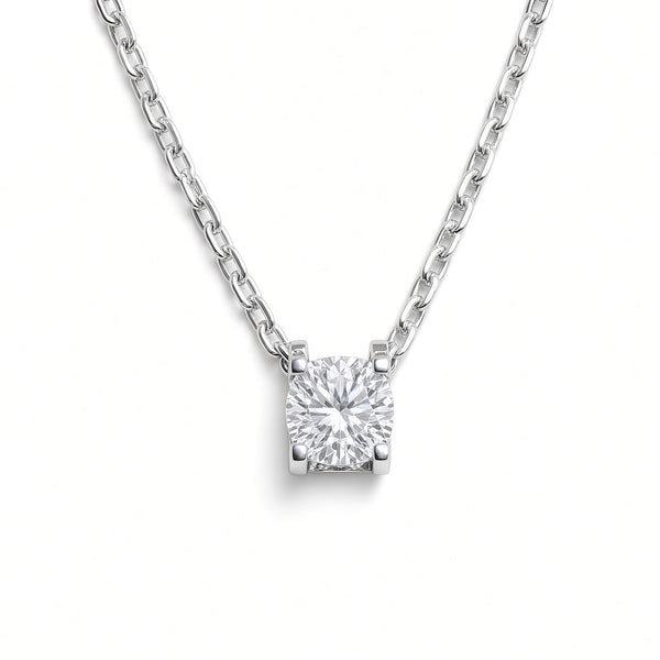 White Gold 1ct Moissanite Secret Heart Silver Dazzle Pendant Necklace