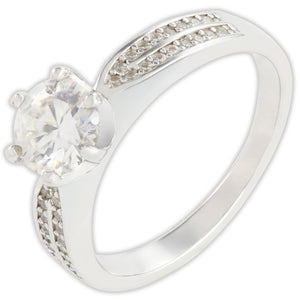 White Gold 1ct Round Moissanite Wide Dazzle Ring