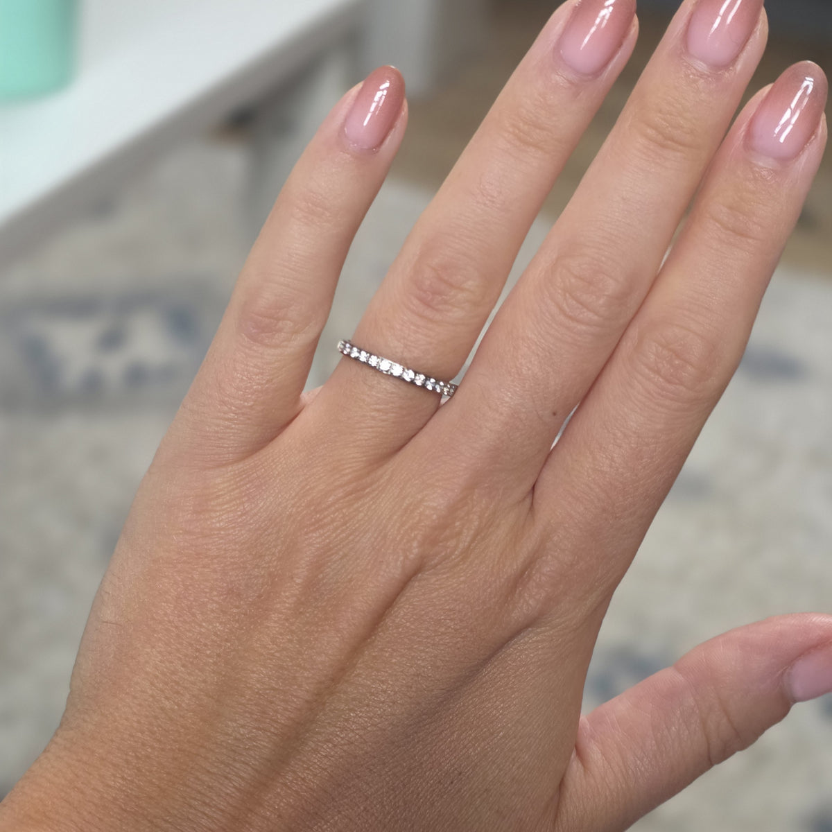 2mm White Gold Full Glitz Eternity Ring | Cubic Zirconia Stacking Ring