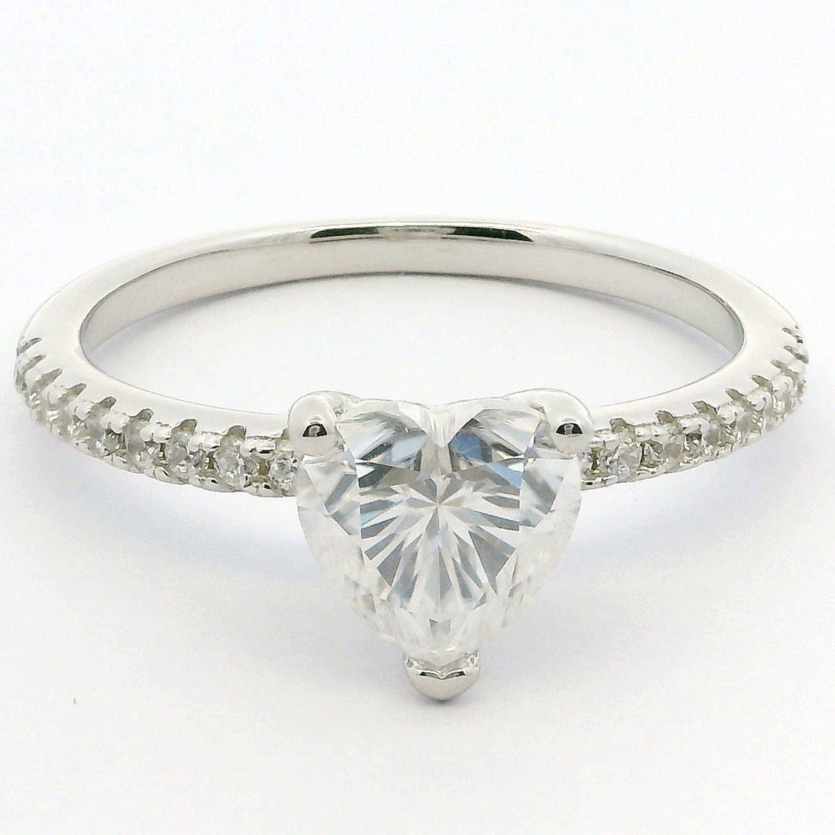 1ct Heart Cut Moissanite Engagement Ring | White Gold Slimline Dazzle Ring