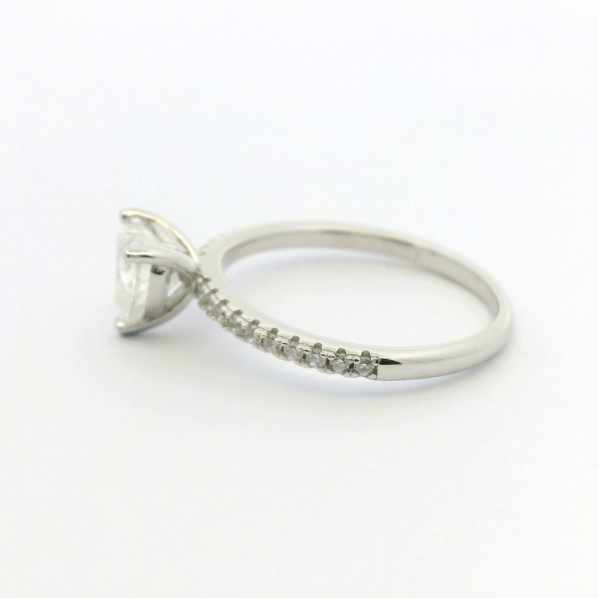 1ct Heart Cut Moissanite Engagement Ring | White Gold Slimline Dazzle Ring