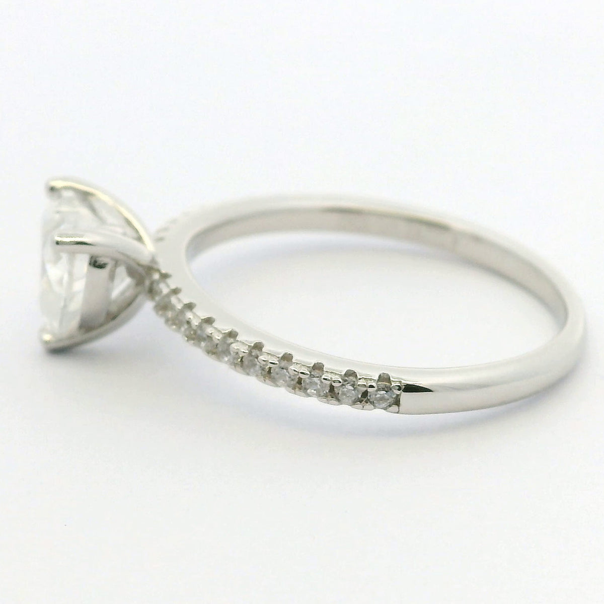 1ct Heart Cut Moissanite Engagement Ring | White Gold Slimline Dazzle Ring