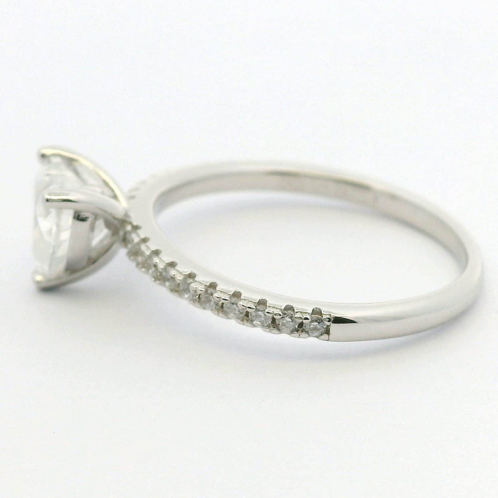 1ct Heart Cut Moissanite Engagement Ring | White Gold Slimline Dazzle Ring